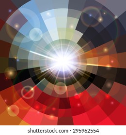 Abstract shining lights color circle  frame mosaic background