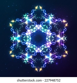 Abstract shining mosaic cosmic vector snowflake