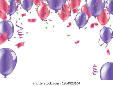 Abstract Shining Party Background with confetti and streamers
