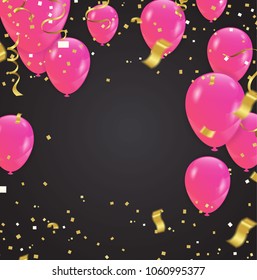 Abstract Shining Party Background with Gold  randomly blowing confetti background