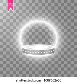 Abstract Shining Podium Background with Spotlights. White Glittering Scene. You Win Luxury, Success and Treasure Design. Game, Fashion and Gambling Space. Vector illustration