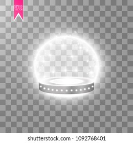 Abstract Shining Podium Background with Spotlights. White Glittering Scene. You Win Luxury, Success and Treasure Design. Game, Fashion and Gambling Space. Vector illustration