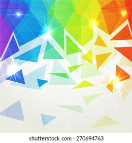 Abstract shining polygonal rainbow background 