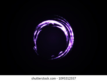 Abstract shining portal. Circular sparks curling into a spiral