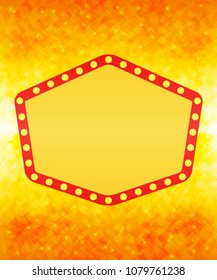 Abstract shining retro light banner on geometric background. Vector illustration