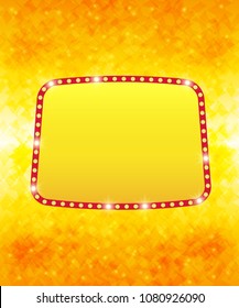 Abstract shining retro light banner on geometric background. Vector illustration