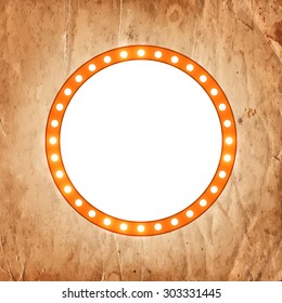 Abstract shining retro light banner on the old paper texture. Vector illustration