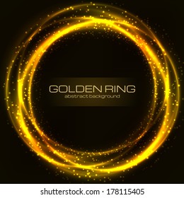 Abstract shining rings with glow and sparkles. Vector illustration with space for your text. 