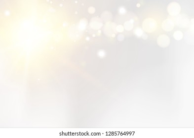 Abstract shining space futuristic background. Fasion golden background. Bokeh light circles over gray backdrop. Vector illustration.
