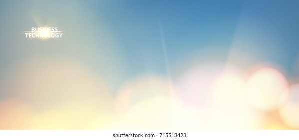 Abstract shining space futuristic background. Soft bokeh and lights. Bokeh light circles over blue backdrop. Vector illustration.