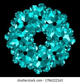 Abstract shining Spiral Fractal. Precious stones. Different Geometrical Shapes