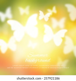 Abstract shining spring summer background with butterflies 