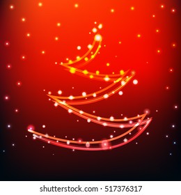 Abstract shining tree. Bright Christmas decoration. Vector illustration. New Year background