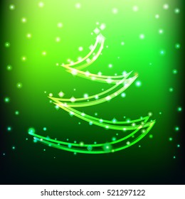 Abstract shining tree. Bright Christmas decoration. Vector illustration. New Year background
