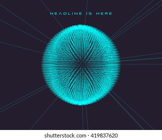 Abstract shining vector sphere. Futuristic technology glowing pixels element. Geometric Modern Technology Concept. Digital Data Visualization.