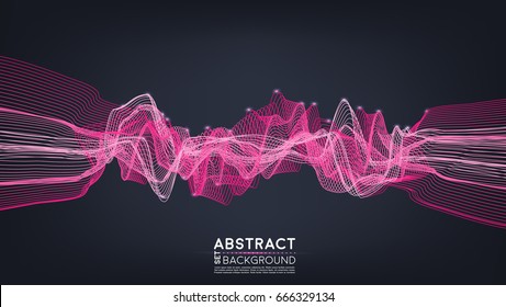 Abstract shining wave background. Electric wires. Frequency wave. Vector illustration.