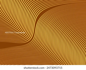 Abstractas líneas de onda brillantes sobre fondo marrón. Patrón de onda dinámica. Líneas onduladas modernas. Concepto de tecnología futurista, para Anuncios, carteles, folletos, volantes, certificados, Sitios web, etc.