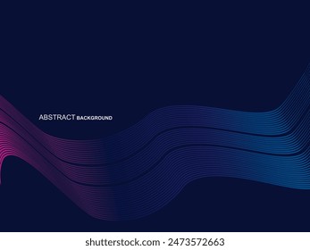Abstractas líneas de onda brillantes sobre fondo azul. Patrón de onda dinámica. Líneas onduladas modernas. Concepto de tecnología futurista, para Anuncios, carteles, folletos, volantes, certificados, Sitios web, etc.