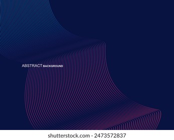 Abstract shining wave lines on blue background. Dynamic wave pattern. Modern wavy lines. Futuristic technology concept, for banners, posters, brochures, flyers, certificates, websites, etc.