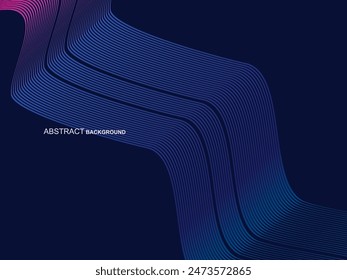 Abstractas líneas de onda brillantes sobre fondo azul. Patrón de onda dinámica. Líneas onduladas modernas. Concepto de tecnología futurista, para Anuncios, carteles, folletos, volantes, certificados, Sitios web, etc.