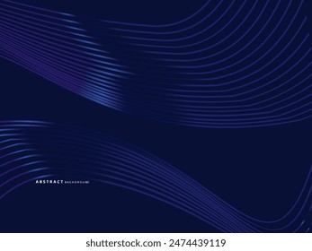 Abstract shining wave lines on blue background. Dynamic wave pattern. Modern flowing wavy lines. Futuristic technology concept. Suitable for banners, posters, covers, brochures, flyers, websites, etc.