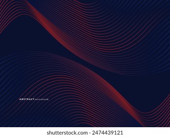 Abstract shining wave lines on blue background. Dynamic wave pattern. Modern flowing wavy lines. Futuristic technology concept. Suitable for banners, posters, covers, brochures, flyers, websites, etc.