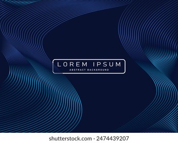 Abstract shining wave lines on blue background. Dynamic wave pattern. Modern flowing wavy lines. Futuristic technology concept. Suitable for banners, posters, covers, brochures, flyers, websites, etc.