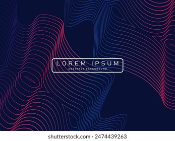 Abstract shining wave lines on blue background. Dynamic wave pattern. Modern flowing wavy lines. Futuristic technology concept. Suitable for banners, posters, covers, brochures, flyers, websites, etc.