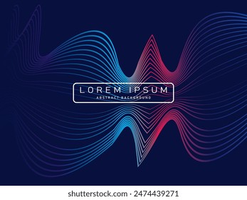 Abstract shining wave lines on blue background. Dynamic wave pattern. Modern flowing wavy lines. Futuristic technology concept. Suitable for banners, posters, covers, brochures, flyers, websites, etc.