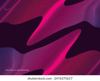 Abstract shining wave lines on purple background. Dynamic wave pattern. Modern flowing wavy lines. Futuristic technology concept. Suitable for banners, posters, covers, brochures, etc. websites, et