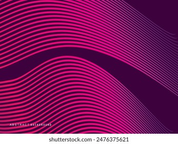 Abstract shining wave lines on purple background. Dynamic wave pattern. Modern flowing wavy lines. Futuristic technology concept. Suitable for banners, posters, covers, brochures, etc. websites, et