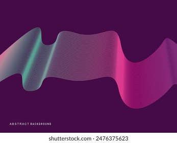 Abstract shining wave lines on purple background. Dynamic wave pattern. Modern flowing wavy lines. Futuristic technology concept. Suitable for banners, posters, covers, brochures, etc. websites, et