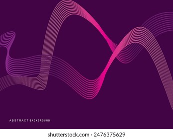 Abstract shining wave lines on purple background. Dynamic wave pattern. Modern flowing wavy lines. Futuristic technology concept. Suitable for banners, posters, covers, brochures, etc. websites, et
