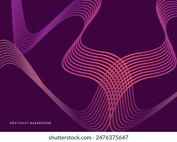 Abstractas líneas de onda brillantes sobre fondo púrpura. Patrón de onda dinámica. Líneas onduladas fluidas modernas. Concepto de tecnología futurista. Adecuado para Anuncios, carteles, cubiertas, folletos, etc. Sitios web, etc.