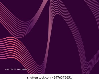 Abstract shining wave lines on purple background. Dynamic wave pattern. Modern flowing wavy lines. Futuristic technology concept. Suitable for banners, posters, covers, brochures, etc. websites, et