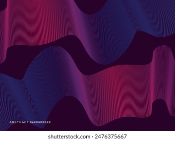 Abstract shining wave lines on purple background. Dynamic wave pattern. Modern flowing wavy lines. Futuristic technology concept. Suitable for banners, posters, covers, brochures, etc. websites, et