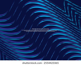 Abstract shining wave lines on blue background. Dynamic wave pattern. Modern wavy lines. Futuristic technology concept, for banners, posters, brochures, flyers, certificates, websites, etc.