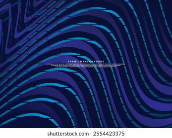 Abstract shining wave lines on blue background. Dynamic wave pattern. Modern wavy lines. Futuristic technology concept, for banners, posters, brochures, flyers, certificates, websites, etc.