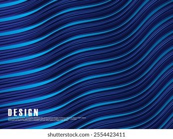 Abstract shining wave lines on blue background. Dynamic wave pattern. Modern wavy lines. Futuristic technology concept, for banners, posters, brochures, flyers, certificates, websites, etc.