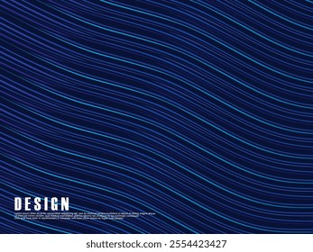 Abstract shining wave lines on blue background. Dynamic wave pattern. Modern wavy lines. Futuristic technology concept, for banners, posters, brochures, flyers, certificates, websites, etc.