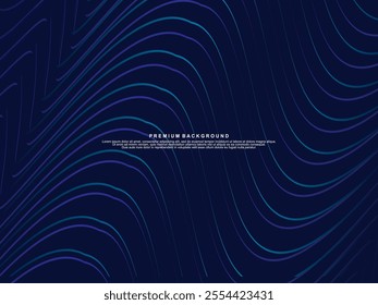 Abstract shining wave lines on blue background. Dynamic wave pattern. Modern wavy lines. Futuristic technology concept, for banners, posters, brochures, flyers, certificates, websites, etc.