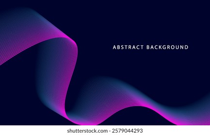 Abstract shining wave lines on dark blue background. Modern flowing wavy lines. Dynamic wave pattern. Futuristic technology concept. Suitable for brochures, flyers, banners, posters, covers, websites