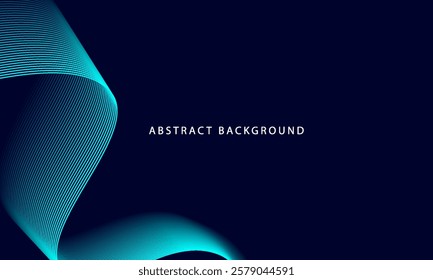 Abstract shining wave lines on dark blue background. Modern flowing wavy lines. Dynamic wave pattern. Futuristic technology concept. Suitable for brochures, flyers, banners, posters, covers, websites