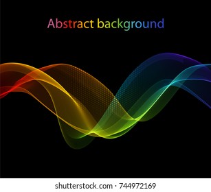 Abstract shining wave on a black background