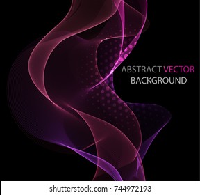 Abstract shining wave on a black background