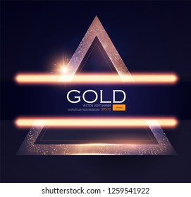 Abstract ShiningTriangle Gold Banner with Light Effect. Vector illusratration