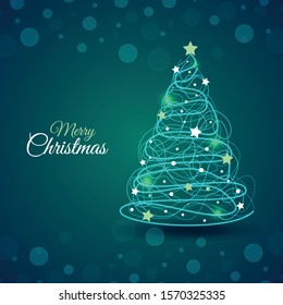 Abstract Shinning Christmas Tree Background with Realistic Illustration