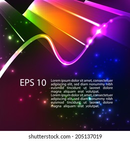Abstract shiny 3d bright background. Rainbow colors shining neon lights. Vector. EPS 10. 
