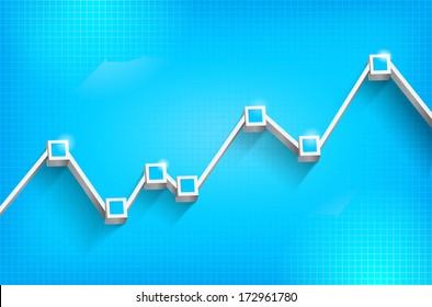 Abstract shiny 3D graph on blue background with place for your text - vector illustration