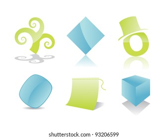 Abstract Shiny 3D icons EPS 8 vector, grouped for easy editing, no open shapes or paths.